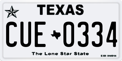 TX license plate CUE0334