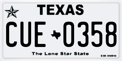 TX license plate CUE0358