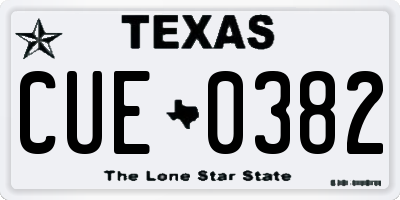 TX license plate CUE0382