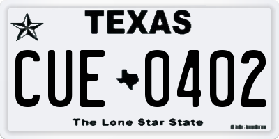 TX license plate CUE0402