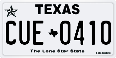 TX license plate CUE0410