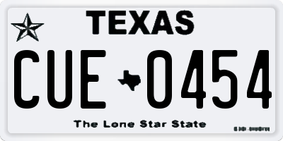 TX license plate CUE0454