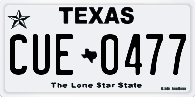 TX license plate CUE0477