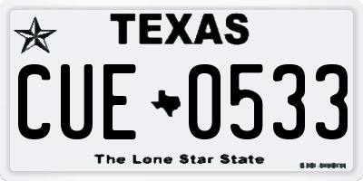 TX license plate CUE0533