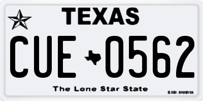 TX license plate CUE0562