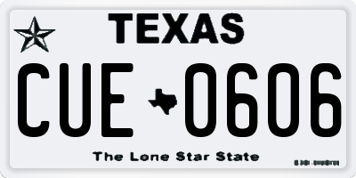 TX license plate CUE0606