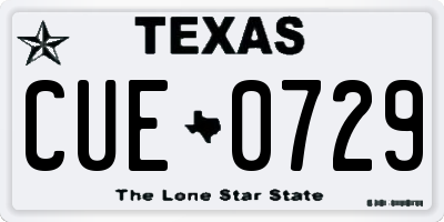 TX license plate CUE0729