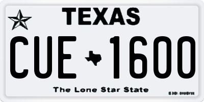 TX license plate CUE1600