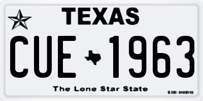 TX license plate CUE1963