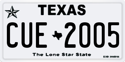 TX license plate CUE2005