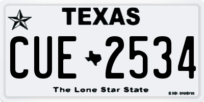 TX license plate CUE2534