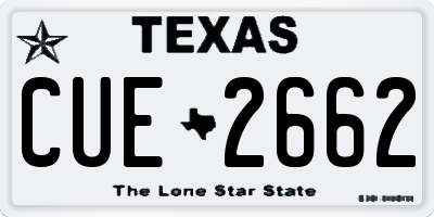 TX license plate CUE2662