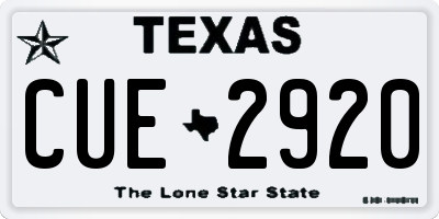 TX license plate CUE2920