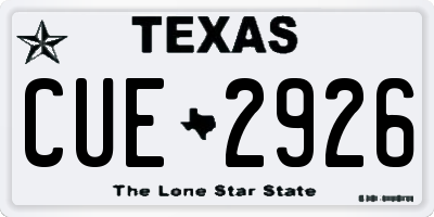 TX license plate CUE2926