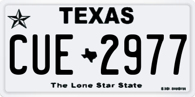 TX license plate CUE2977