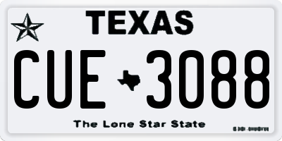 TX license plate CUE3088