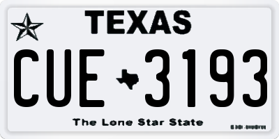 TX license plate CUE3193