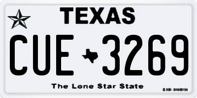 TX license plate CUE3269