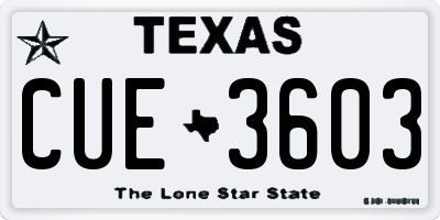 TX license plate CUE3603