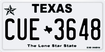 TX license plate CUE3648