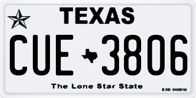 TX license plate CUE3806