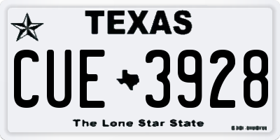 TX license plate CUE3928