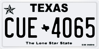 TX license plate CUE4065