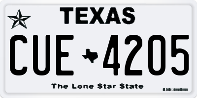 TX license plate CUE4205