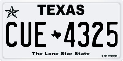 TX license plate CUE4325