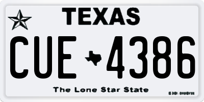 TX license plate CUE4386