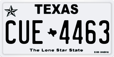 TX license plate CUE4463