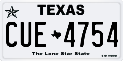 TX license plate CUE4754