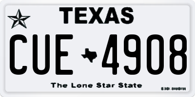TX license plate CUE4908