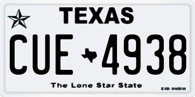 TX license plate CUE4938