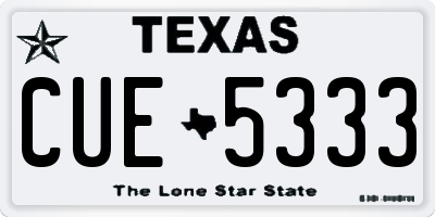 TX license plate CUE5333