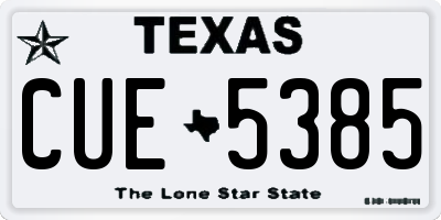 TX license plate CUE5385