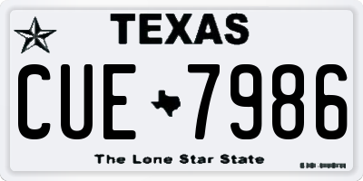 TX license plate CUE7986