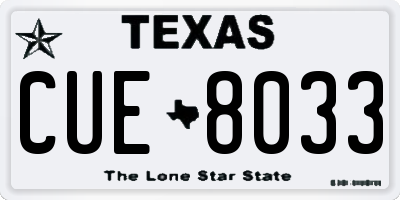 TX license plate CUE8033
