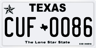 TX license plate CUF0086