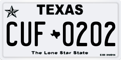 TX license plate CUF0202