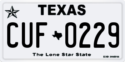 TX license plate CUF0229