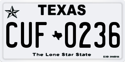 TX license plate CUF0236