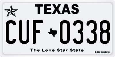 TX license plate CUF0338