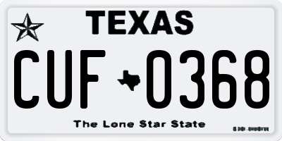 TX license plate CUF0368