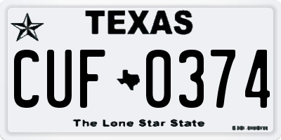 TX license plate CUF0374