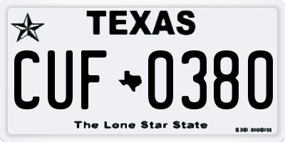 TX license plate CUF0380