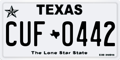 TX license plate CUF0442