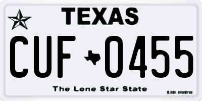 TX license plate CUF0455