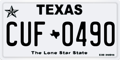 TX license plate CUF0490
