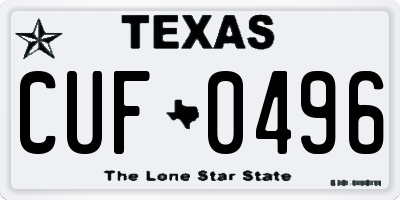 TX license plate CUF0496